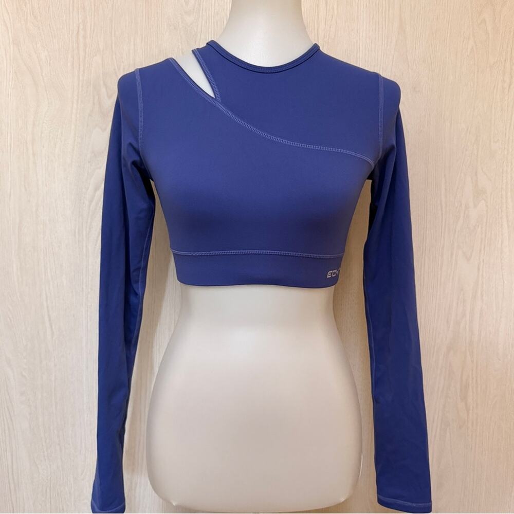 Echt Blue Asymmetrical cutout Women's cropped workout Top size small